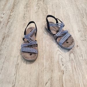Skechers strappy adjustable outdoor sandals blue grey size 9 comfort shoe